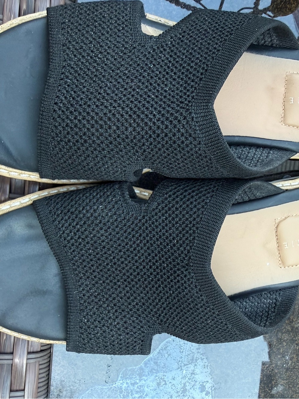 Black Knit Slide Sandals - Women